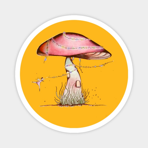 Summer Mushroom Magnet by IndiasIllustrations